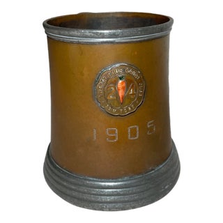 Antique 1905 Arts & Crafts Stein 24 Karat Club Ny John Frick Pewter Copper For Sale
