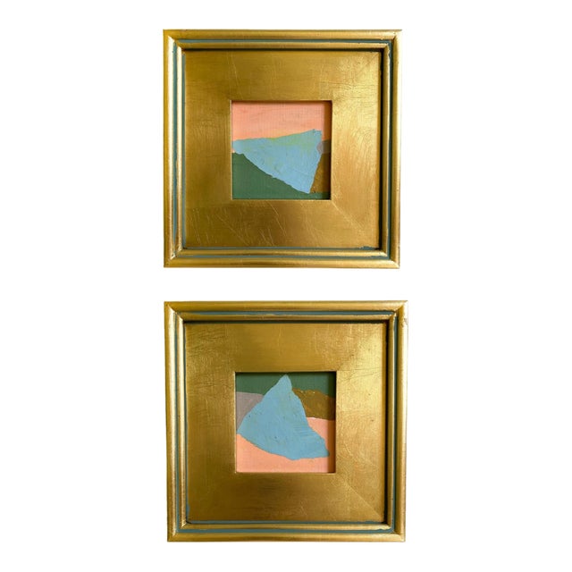 "Turn Me Around" Pair of Framed Mini Paintings by Jessalin Beutler For Sale