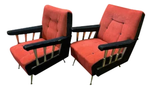 Set of Vintage Italian Club Armchairs, 1950s
