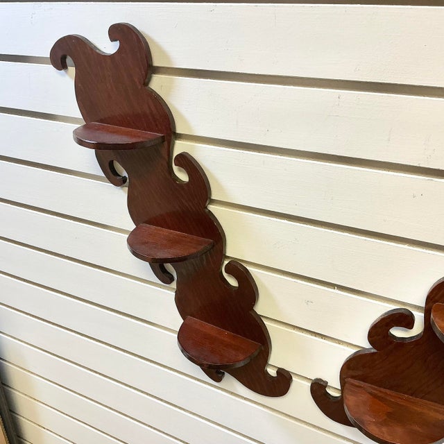 1940s Vintage Americana Boho Chic Folk Art Wall Mounted Display Shelves - A Pair For Sale - Image 9 of 10
