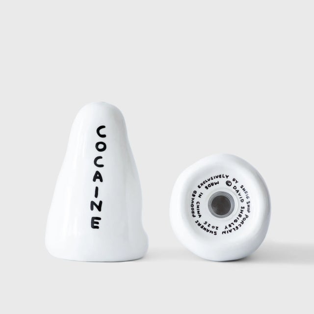 Contemporary David Shrigley Heroin and Cocaine Salt and Pepper Shakers For Sale - Image 3 of 4
