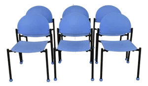 Set of 6 Ron Kemnitzer Stackable Bola Chairs in Blue