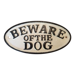 Vintage Cast Iron Beware of the Dog Sign For Sale