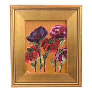 Bold Impressionist Floral Painting Including the Antiqued Gold Wood Frame