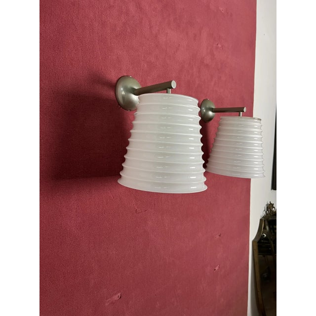 Vintage Wall Lamps in Milky White Murano Glass from Leucos, 1980s, Set of 2 For Sale - Image 11 of 14