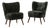 1940s Mid-Century Modern Black Wood Pair of Club Chairs For Sale
