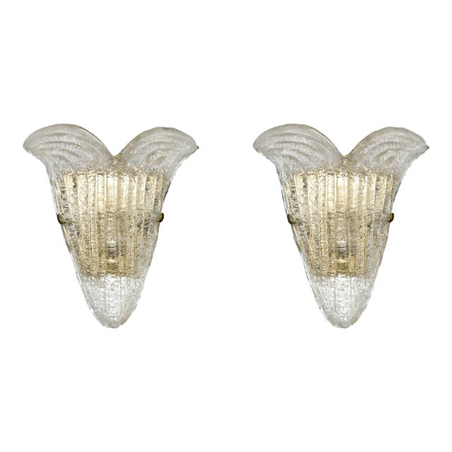 20th Century Murano Graniglia Shield Sconces, a Pair For Sale