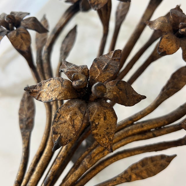 Antique Cold Gilded Candle Prick Floral Wall Sconces- A Pair For Sale - Image 4 of 11