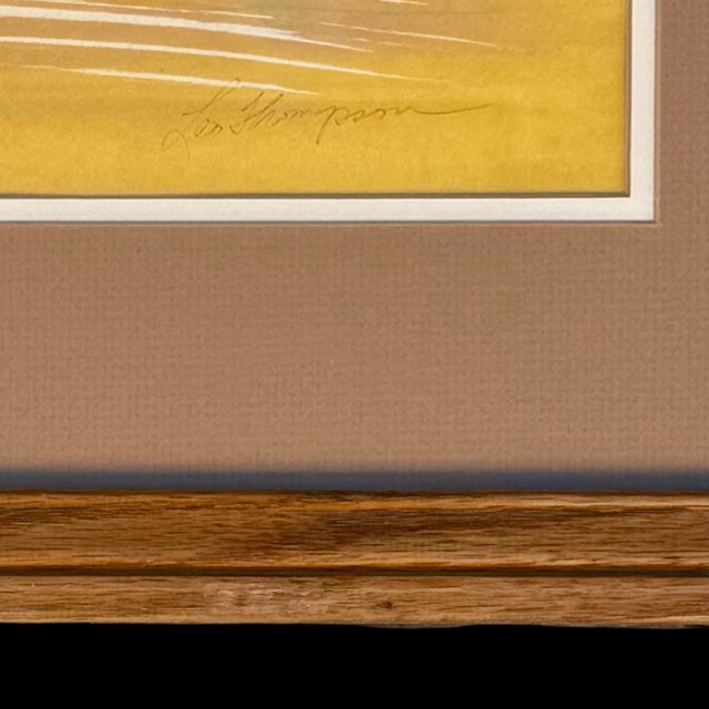 Wood Vintage Leo Thompson Watercolor Painting of Rural Landscape, Signed & Framed Americana Art For Sale - Image 7 of 9