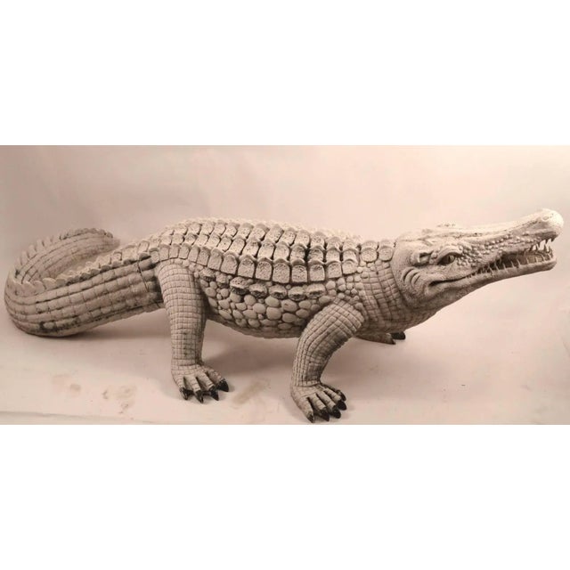 Plastic Fiberglass Crocodile in White Paint Surface For Sale - Image 7 of 10
