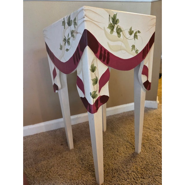 Late 20th Century Trompe L’oeil Faux Draped Wood Side Table For Sale - Image 4 of 11