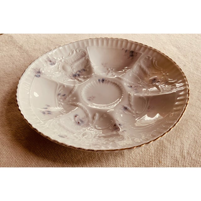 Mid 19th Century Handpainted French Porcelain Oyster Plate - 19th Century Elegance For Sale - Image 5 of 12