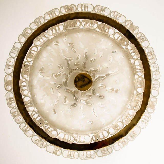 Large Glass and Brass Pendant Light by Doria Leuchten, 1970s For Sale - Image 9 of 18