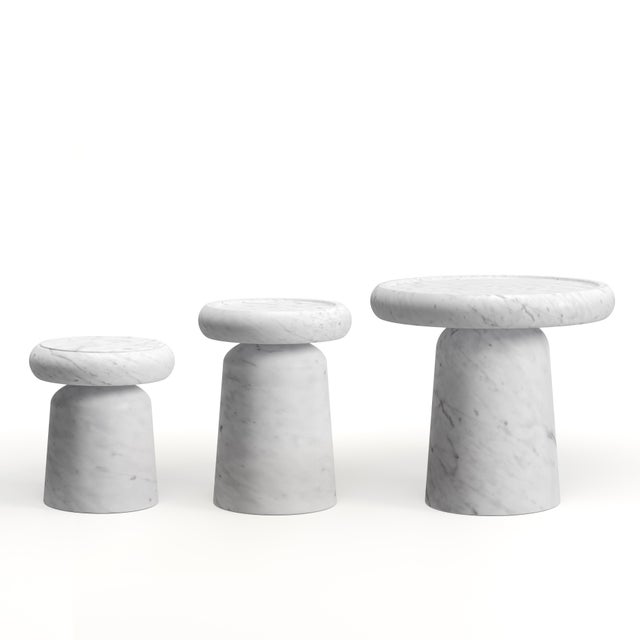 New Modern Stool/Side Table in White Gioia Marble, Creator Ivan Colominas For Sale - Image 6 of 7