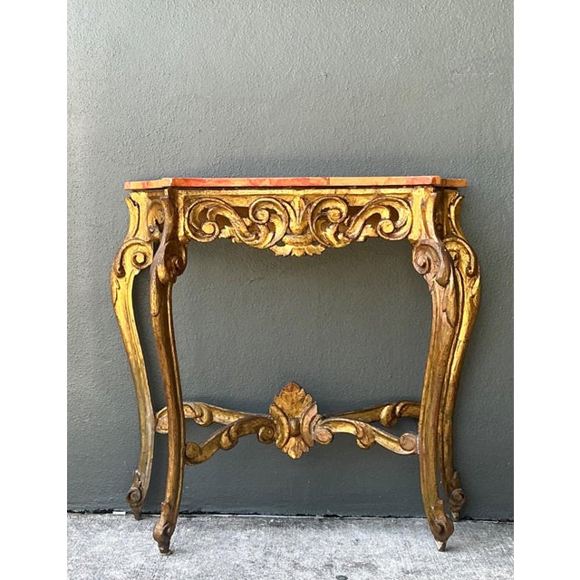 Rococo Vintage Italian Rococo Style Console Table For Sale - Image 3 of 18