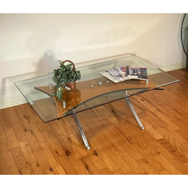 Vintage Glass Birch and Aluminum Rectangular Coffee Table For Sale - Image 11 of 12