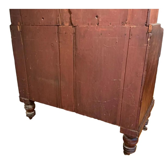 Antique American Federal Style Flame Mahogany Secretary-Bookcase Early 1800 For Sale - Image 10 of 17