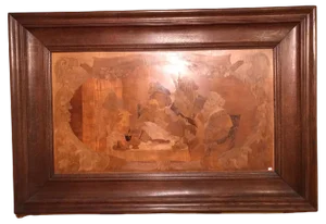 Large Inlaid Wood Mural by W. V. Naive Art