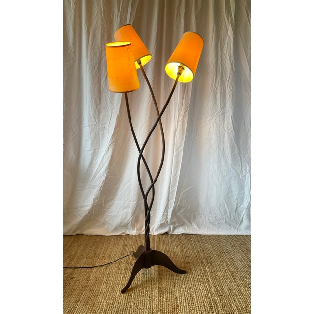 Handcrafted Tripod Floor Lamp in Wrought Iron by Studio Pescatore, 2000s For Sale - Image 13 of 14