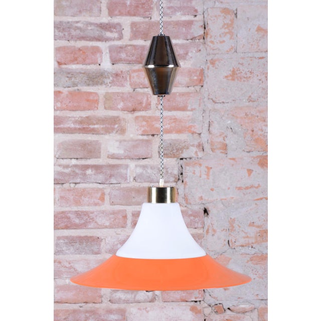 1960s Mid-Century Chandelier in Brass and Lacquered Steel, Czech, 1960s For Sale - Image 5 of 18