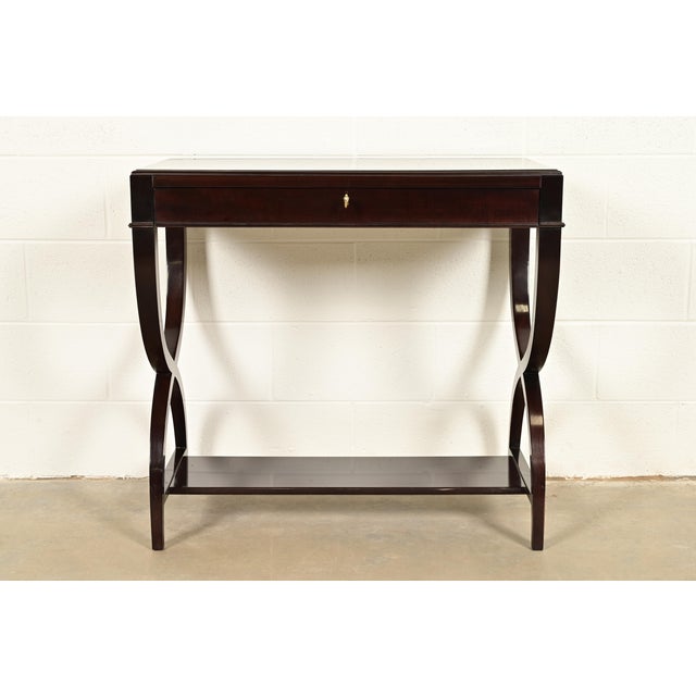 Art Deco Councill Modern Regency Dark Mahogany Writing Desk or Console Table For Sale - Image 3 of 13