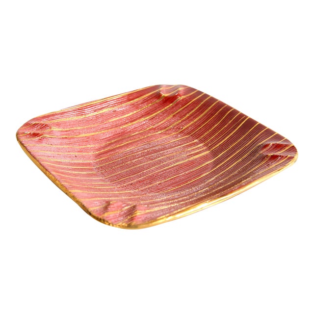 Mid Century Modern Italian Sgraffito Art Pottery Cigar Ashtray For Sale