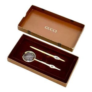 Late 20th Century Vintage Gucci Desk Accessory Set- 2 Pieces