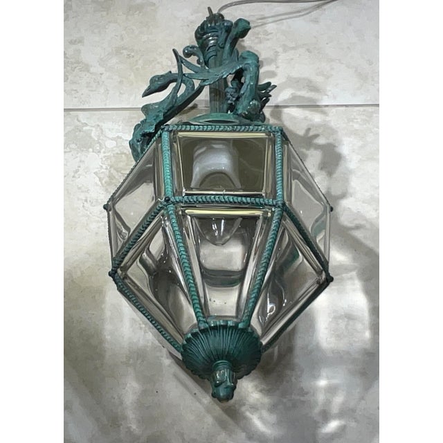 Antique Neoclassical Bronze Hanging Lantern / Pendent With Ornate Swan Motif For Sale - Image 15 of 17