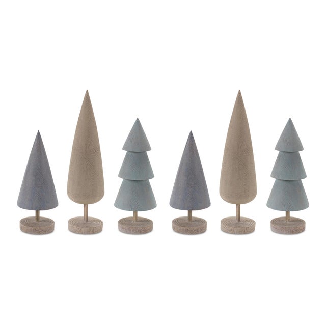 Elevate your holiday decor with this Set of Modern Tabletop Pine Trees! Designed with a chic wood grain texture and...
