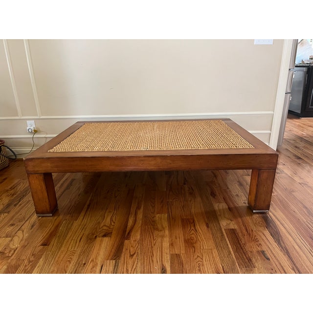 Attributed Ralph Lauren Wood Seagrass Coffee Table For Sale - Image 9 of 13