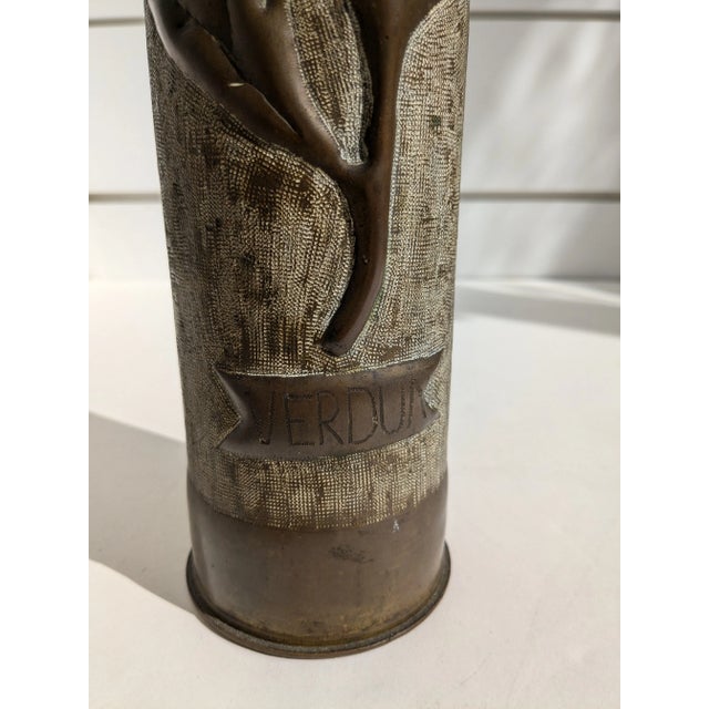 Mid 20th Century WII Trench Art Floral Shell Vase For Sale - Image 4 of 10