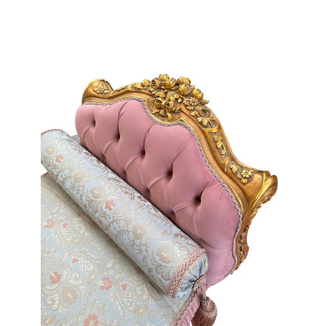 French Louis XV Style Settee With Ornate Hand Carvings and Tufted Seat For Sale - Image 9 of 9