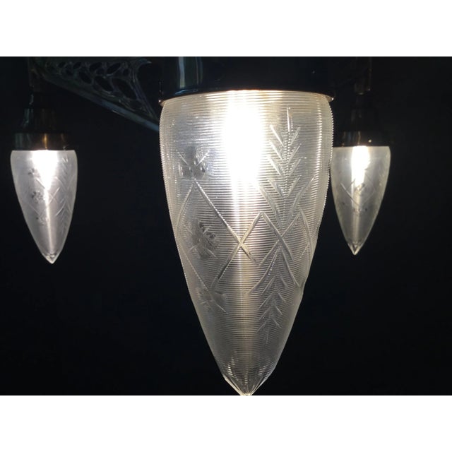 Metal Art Nouveau Chandelier, Vienna, 1900s For Sale - Image 7 of 12