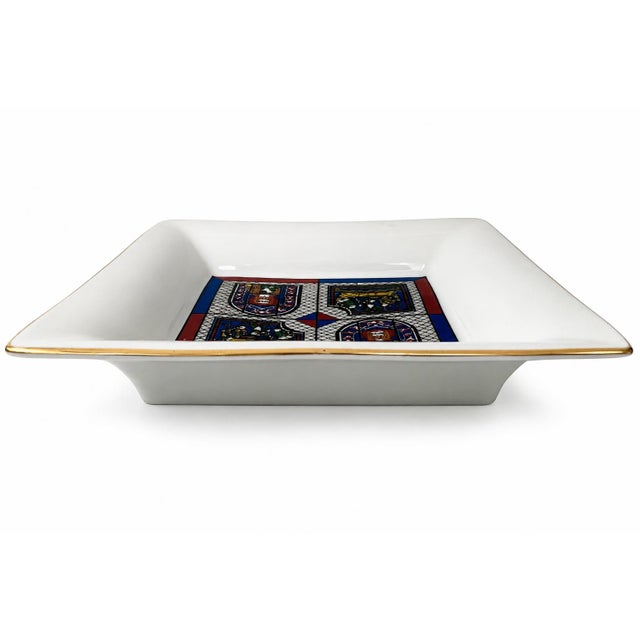 Late 20th Century Vintage Cathedral De Chartres Bourges French Glass Windows Porcelain Ashtray For Sale - Image 5 of 10
