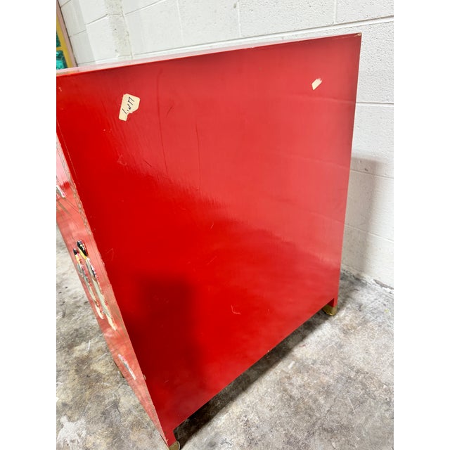 Vintage Chinese Red Chinoiserie Cabinet For Sale - Image 12 of 12