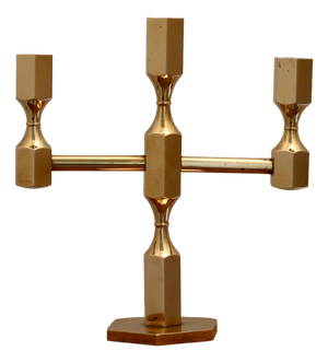 Vintage Swedish Brass 3-Arm Candelabra from Gusum, 1970s