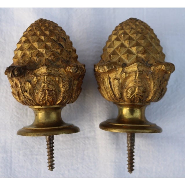 French French Style Antique Gilded Bronze Finial for Staircase, Curtain Rod, Bed a Pair For Sale - Image 3 of 10