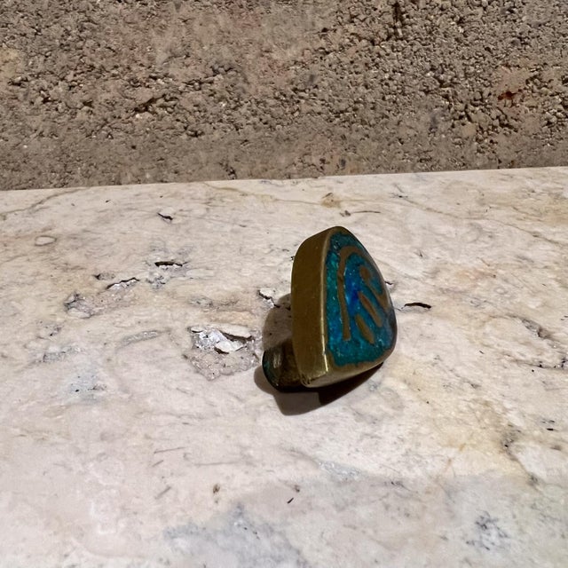 Pepe Mendoza 1950s Pepe Mendoza Malachite Brass Single Teardrop Pull Knob Mexico For Sale - Image 4 of 8