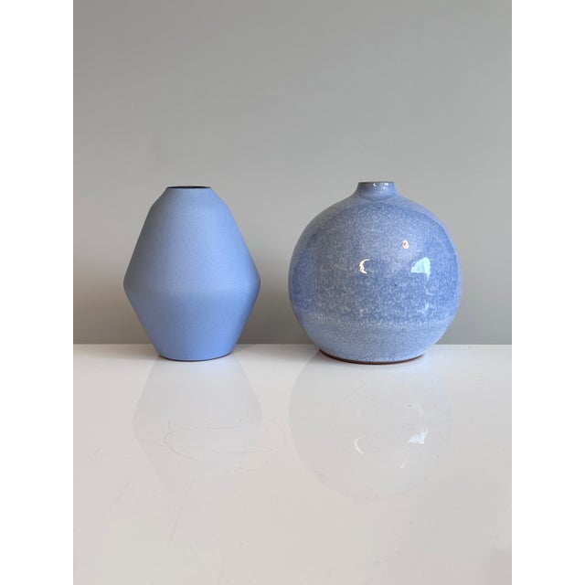 Handmade Light Blue Studio Ceramic Vases from Manufaktur Töpferhof Römhild, Thuringia, Germany, 1970s, Set of 2 For Sale - Image 15 of 15