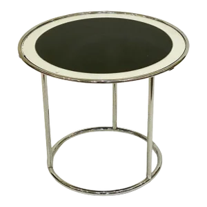 Art Deco Round Drinks Table of Chrome and Mirrored Glass From England
