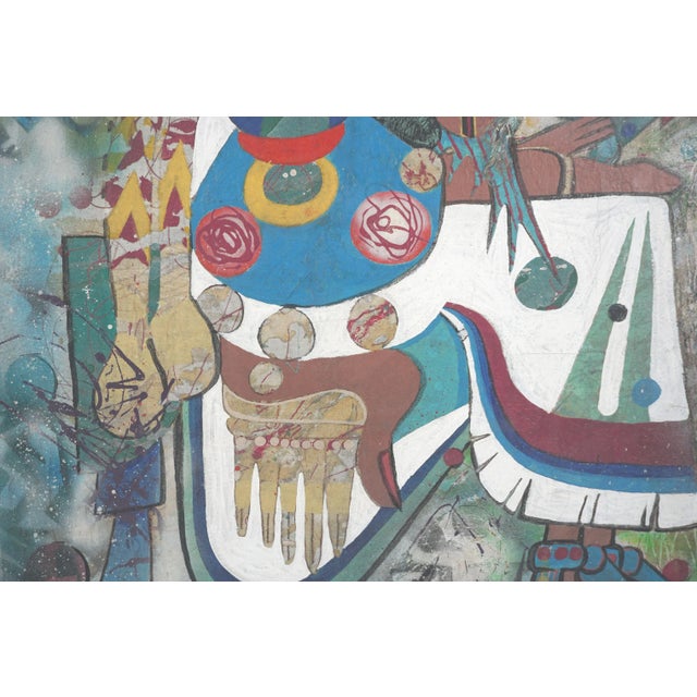 Contemporary Mayan Inspired Abstract Figurative Oil Painting by C. Udesen For Sale - Image 4 of 8
