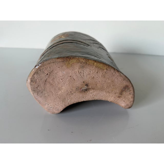 1980s Vintage Abstract Studio Art Pottery Sculptural Double-Neck Vase, Unsigned For Sale - Image 11 of 12