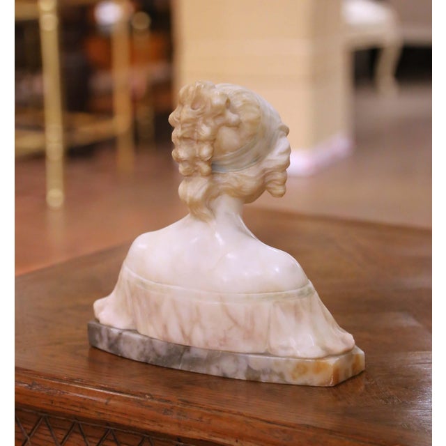 19th Century French Carved Alabaster Female Bust on Integral Shaped Base For Sale In Dallas - Image 6 of 7