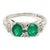 2-Stone 0.92CT TW Round Cut Natural Emerald Ring in 18k White Gold, Size 5 For Sale