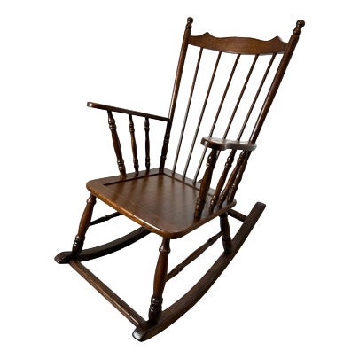 Vintage Windsor Rocking Chair in Dark Oak For Sale