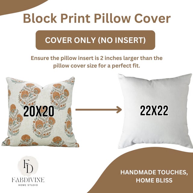 Not Yet Made - Made To Order Fabdivine Artisan Block Print Throw Pillow Cover 16x16 Inch Viscose Linen-Mohini For Sale - Image 5 of 5