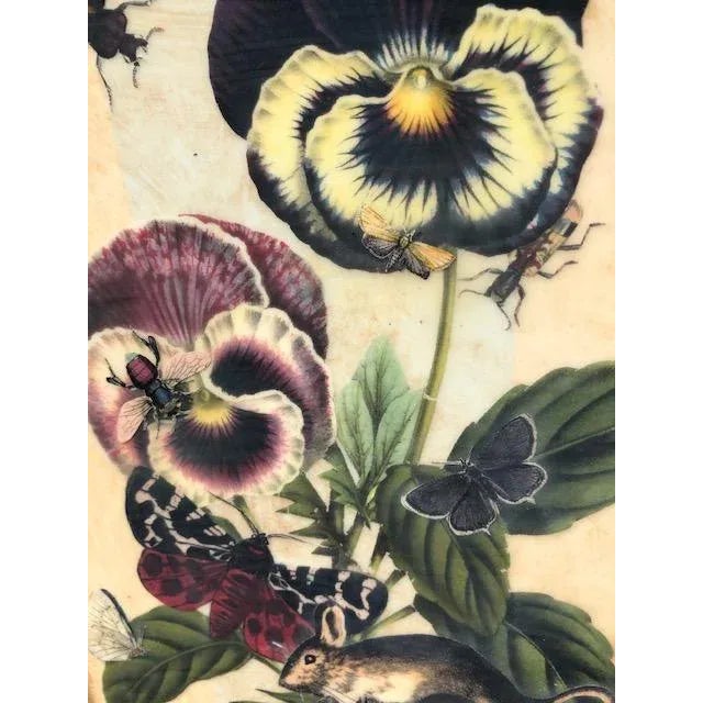 Beige Flora and Fauna Decoupage Toleware Planter For Sale - Image 8 of 11