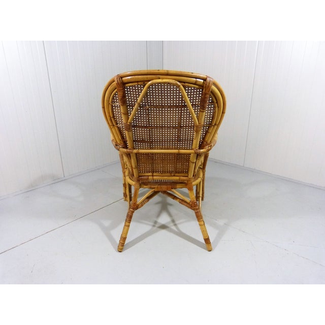 Italian Rattan Easy Armchair, Italy, 1970s For Sale - Image 8 of 14