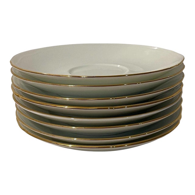 Late 20th Century Mikasa Gold Coin Saucers - Set of 8 For Sale