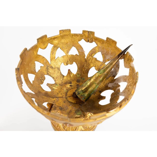 Pair of 1900s Tiered Gilt Brass European Gothic Revival Pricket Candlesticks With Solomonic Spiraling Stems For Sale - Image 4 of 6